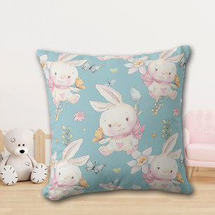 White Bunny and Butterfats Baby Kinderzimmer Kissen