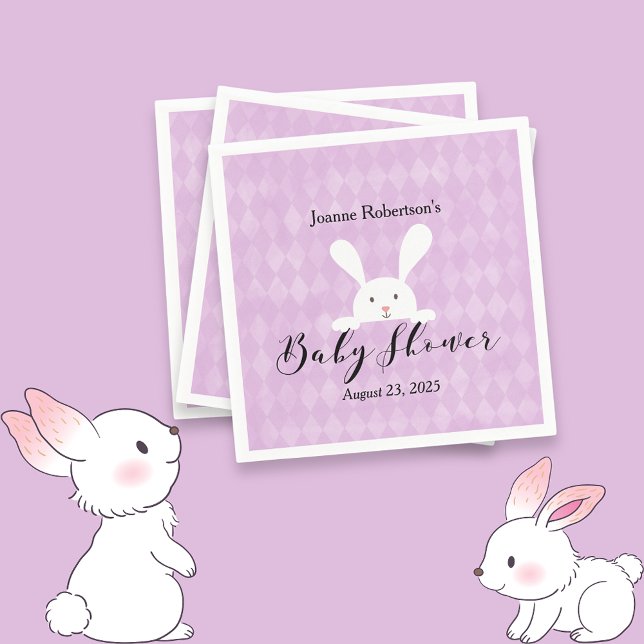 White Bunny Baby Dusche Moderne | LILA RAUTE Serviette (Von Creator hochgeladen)