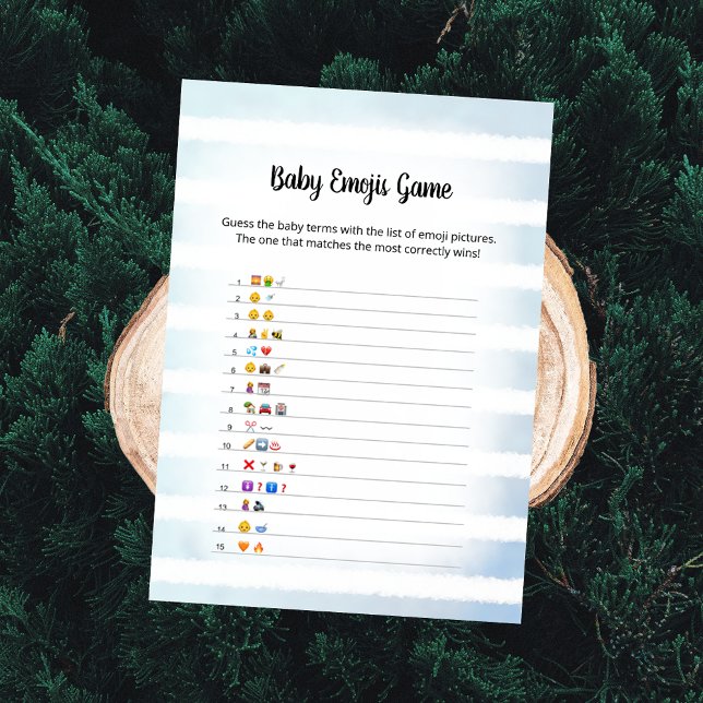 White Bunny Blue Baby Emoji Picture Game Card Einladung (Von Creator hochgeladen)