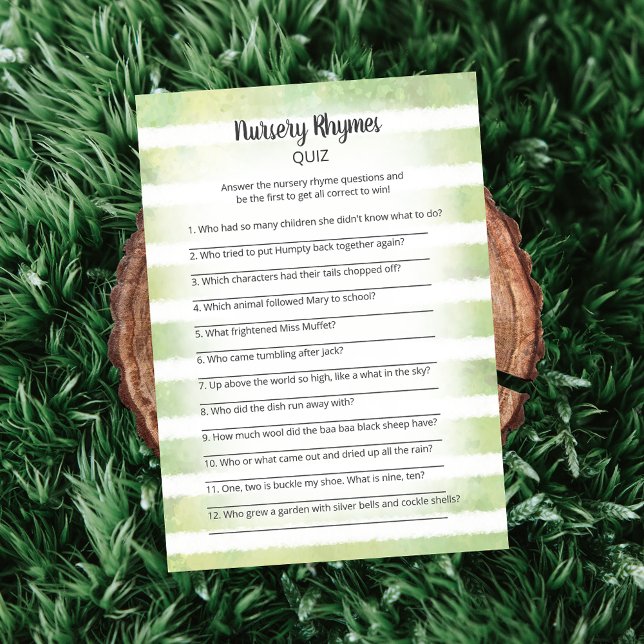 White Bunny Green Kinderzimmer Rhymes Quiz Game Einladung (Von Creator hochgeladen)