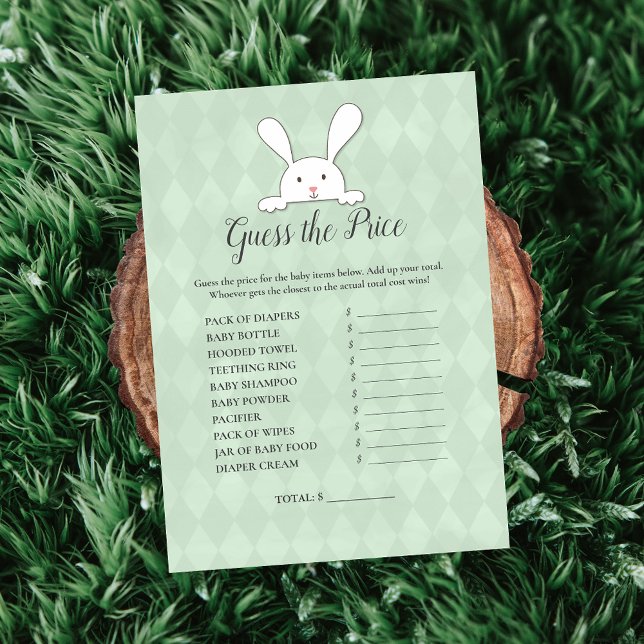 White Bunny Green rät das Price Baby Duschenspiel Einladung (Von Creator hochgeladen)