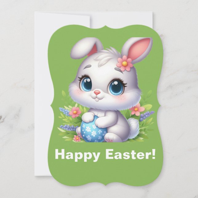 White Bunny Gruß Happy Oaster Karte (Vorderseite)