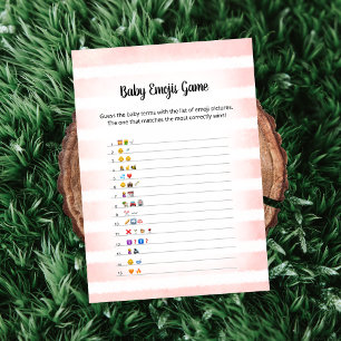 White Bunny Pink Baby Emoji Picture Game Card Einladung