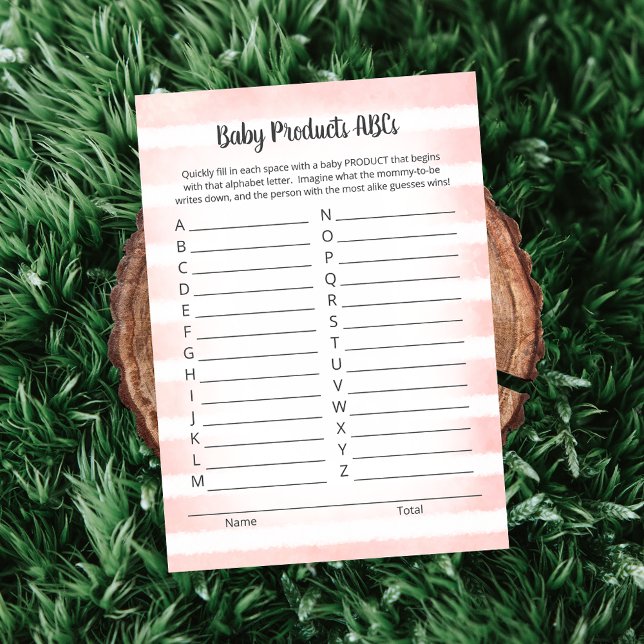 White Bunny Pink Baby Product ABCs Game Card Einladung (Von Creator hochgeladen)