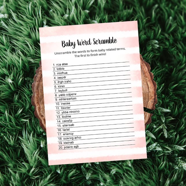 White Bunny Pink Baby Word Spielkarte Einladung (Von Creator hochgeladen)