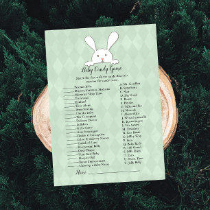 White Bunny Rabbit Green Baby Candy Dusche Spiel Einladung