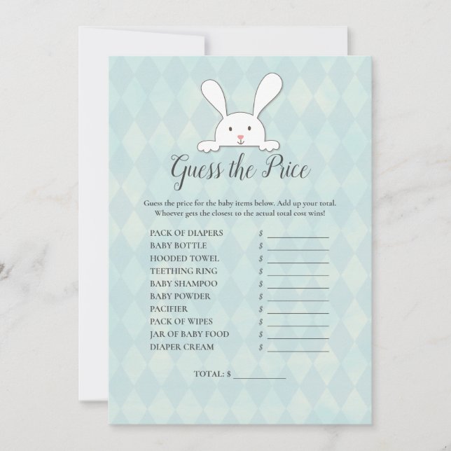 White Bunny rät das Price Baby Duschspiel Einladung (Vorderseite)