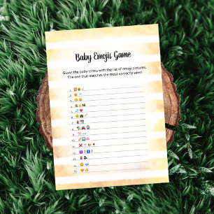 White Bunny Yellow Baby Emoji Picture Game Card Einladung