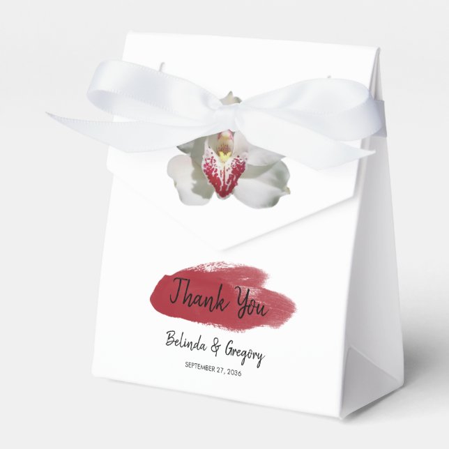 White Burgundy Orchid Wedding Geschenkschachtel (Vorderseite)