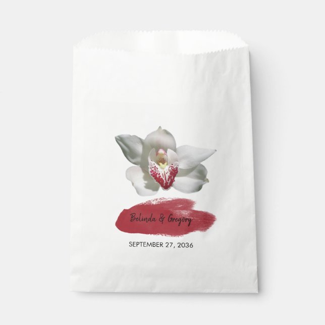White Burgundy Orchid Wedding Geschenktütchen (Vorderseite)