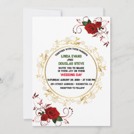 White Burgundy und Gold Floral Moderne Boho Weddin Einladung
