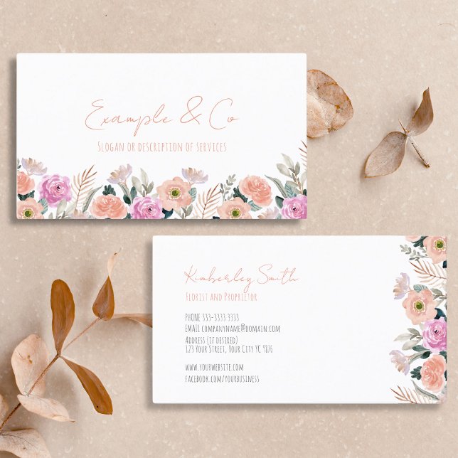 White Business Card, Blumenrosa Orange Klassiker Visitenkarte (Von Creator hochgeladen)