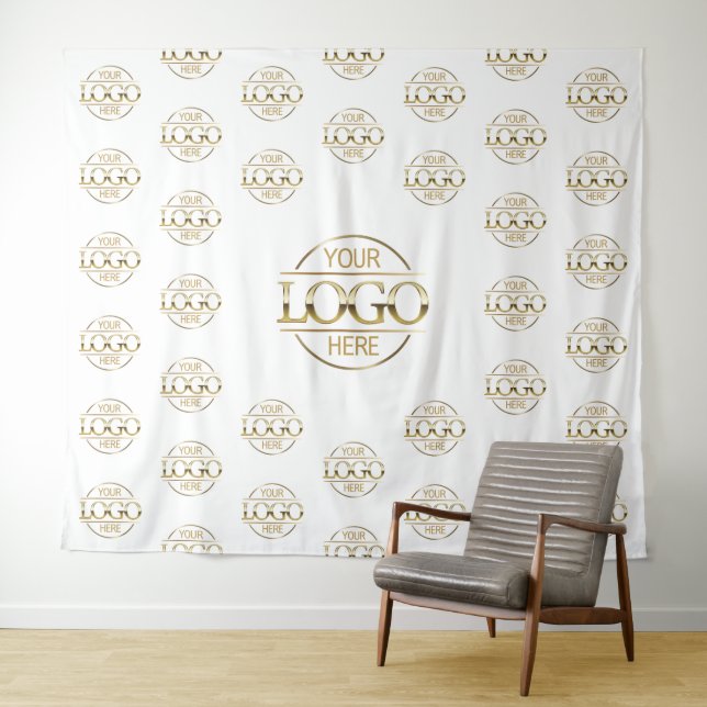 White Business Logo Step & Repeat Backdrop Banner Wandteppich (Beispiel (Horizontal))