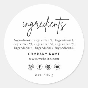 White Business Social Media Ingredients Étiquette