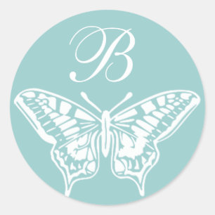 White Butterfly Anpassbare Monogram Aufkleber