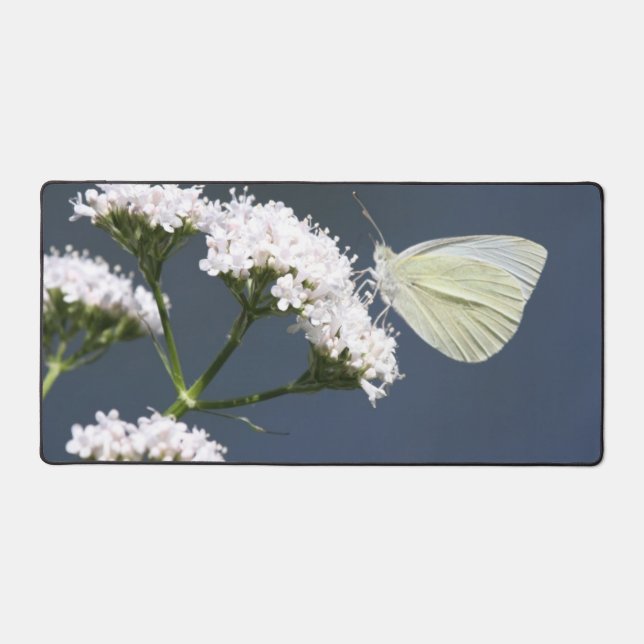 White Butterfly Desk Mat Schreibtischunterlage (Vorderseite)