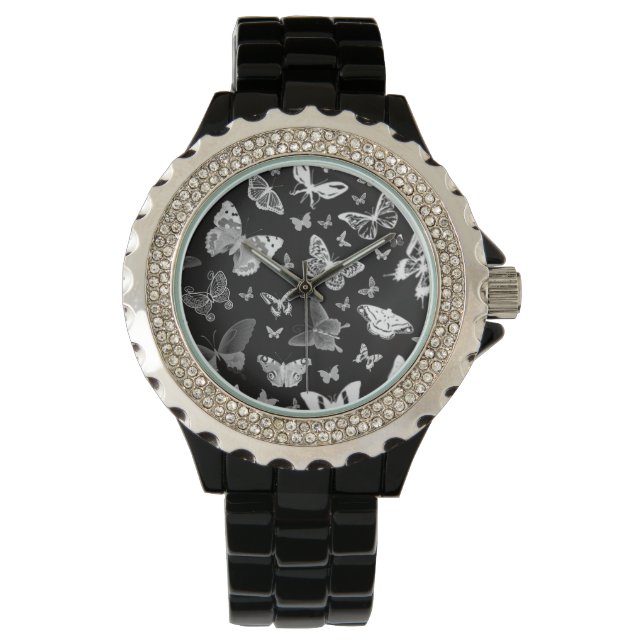 White Butterfly Fashion Watch von Julie Everhart Armbanduhr (Vorderseite)