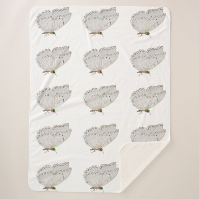 White Butterfly Sherpa Blanket Sherpadecke (Vorderseite)