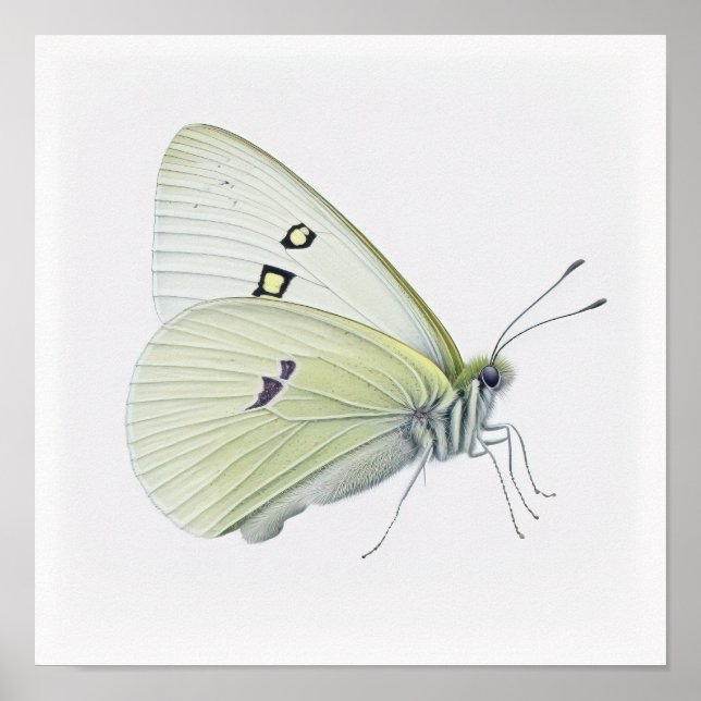 White Cabbage Butterfly Art Print Poster (Vorne)