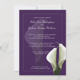 White Calla Lilien Hochzeit Einladung auf Lila