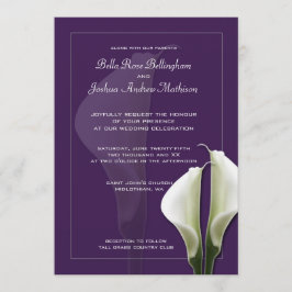 White Calla Lilien Hochzeit Einladung auf Lila