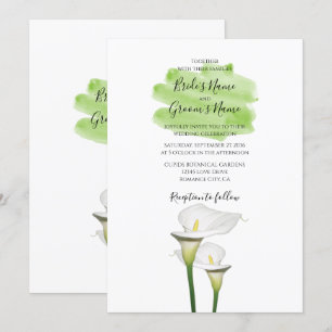 White Calla Lilies Watercolor Einladung zur Hochze