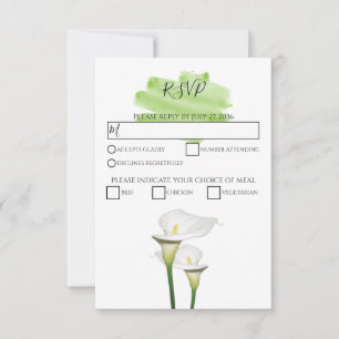 White Calla Lilies Watercolor Wedding RSVP Cards Karte