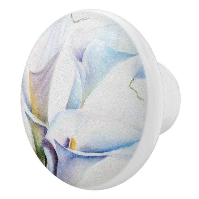WHITE CALLA LILILIES KERAMIK KNOB KERAMIKKNAUF (Rechts)