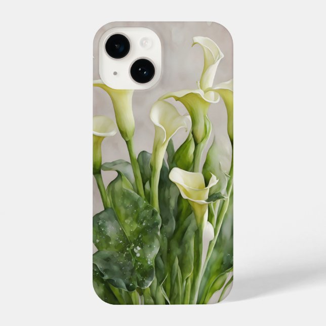 White Calla Lily Blume Art Phone Case iPhone 14 Hülle (Rückseite)