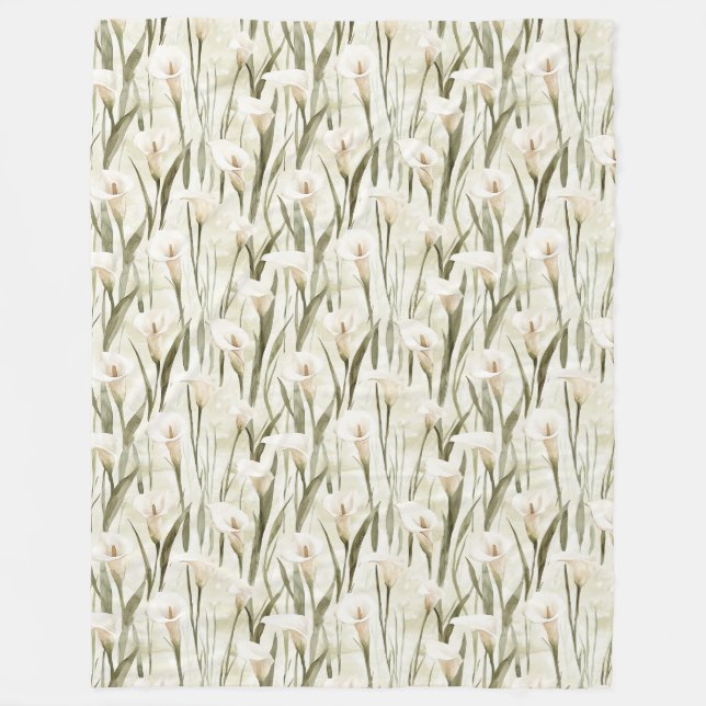 White Calla Lily Floral Fleecedecke (Vorderseite)