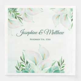 White Calla Lily Floral Wedding Napkins Serviette