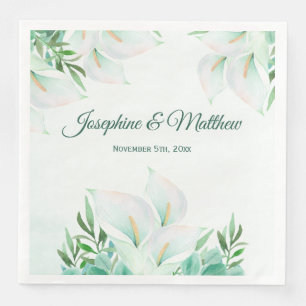 White Calla Lily Floral Wedding Napkins Serviette