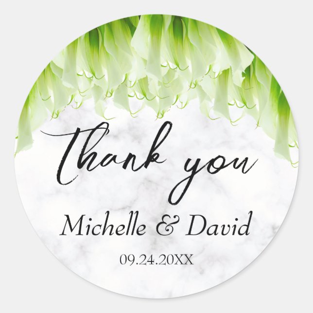 White Calla Lily Florals Wedding Runder Aufkleber (Vorderseite)