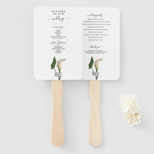 White Calla Lily Green Botanical Wedding Program Fächer