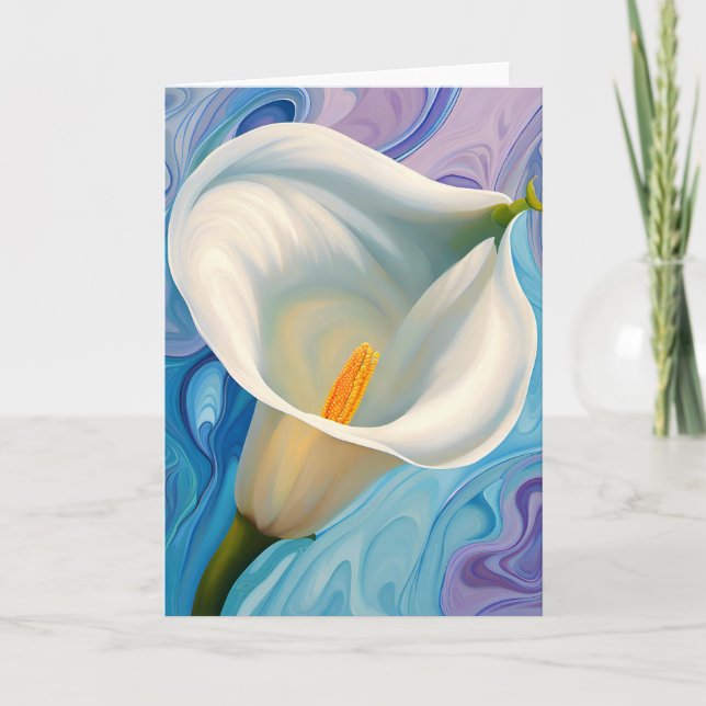 White Calla Lily im Stil von Georgia O'Keeffe Karte (Vorderseite)