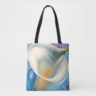 White Calla Lily im Stil von Georgia O'Keeffe Tasche