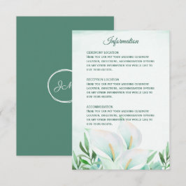 White Calla Lily Monogram Wedeption Cards Einladung