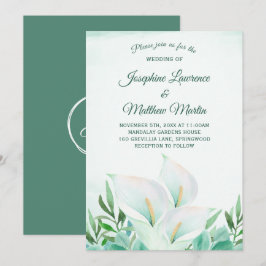 White Calla Lily Monogramme Invitations de mariage