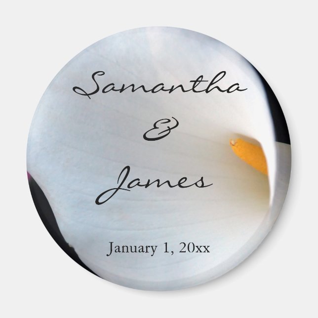 White Calla Lily Personalisiert Wedding Magnet (Vorne)