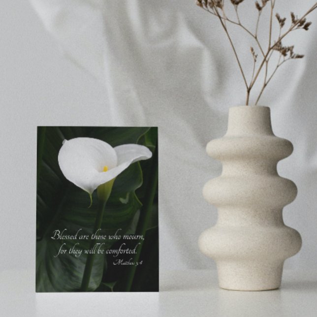 White Calla Lily Religious Beileid Karte (In Situ)