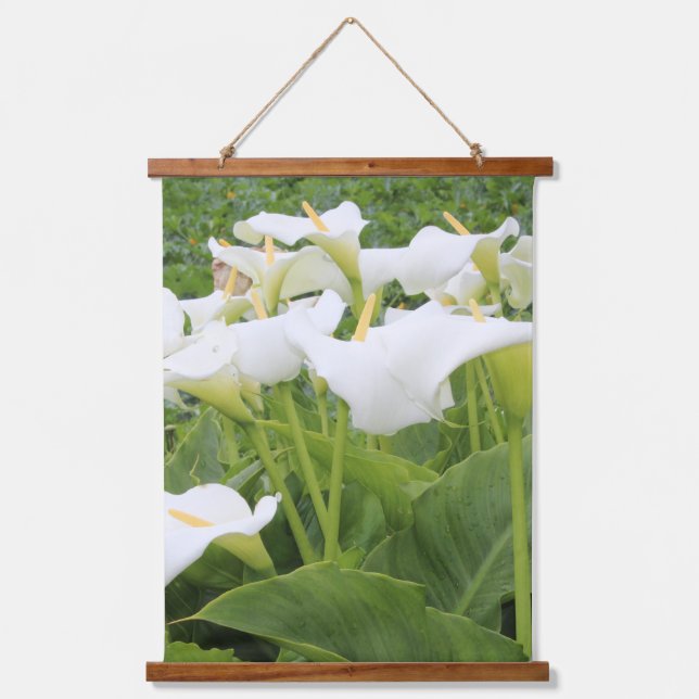 White Calla Lily Wandteppich Mit Holzrahmen (Vorderseite)