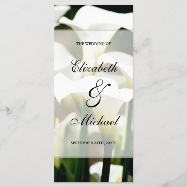 White Calla Lily Wedding Program Programm (Vorderseite)