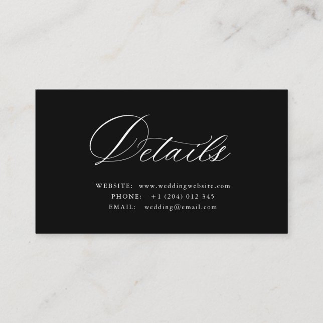 White Calligraphy QR code wedding details card Begleitkarte (Vorderseite)