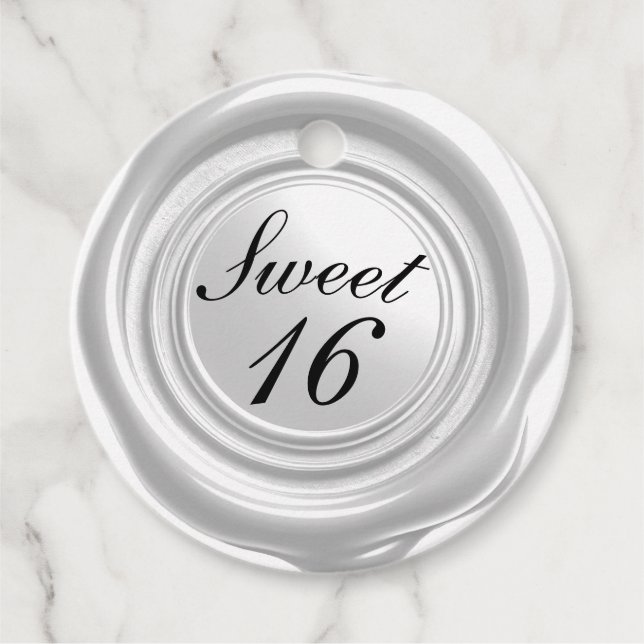 White Candle Wax Siegel Tropfen Sweet 16 Wedding Geschenkanhänger (Vorderseite)