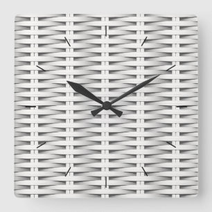 White cane wicker quadratische wanduhr