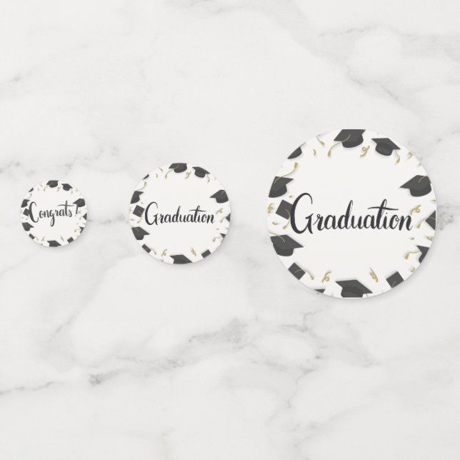 White Cap & Confetti Graduation Congrats Confetti Konfetti (Vorderseiten)