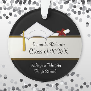 White Cap Graduation Acrylic Ornament