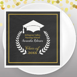 White Cap und Laurel Graduation Party Paper Napkin Serviette