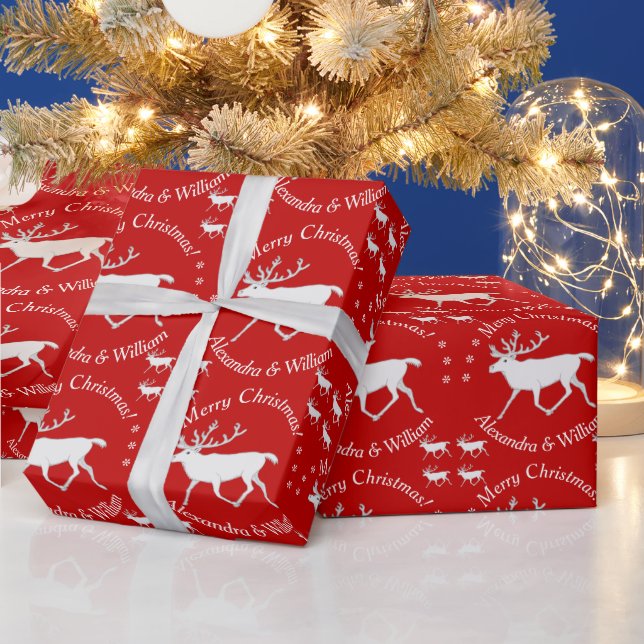 White Caribbean Rentier Christmas Custom Red Geschenkpapier (Feiertage)