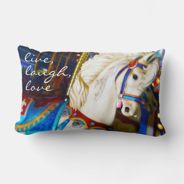 White Carousel Pferd Foto Live Lagh Liebe Zitat Lendenkissen (Vorderseite)